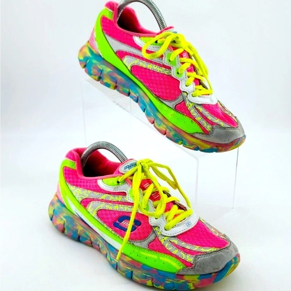 Skechers Women's Synergy Running Shoes Sneakers Pink Multi Confetti Size 10